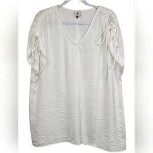 CAbi Seaside Ivory Dolman V-Neck Blouse Size M Adjustable Tie Sleeve